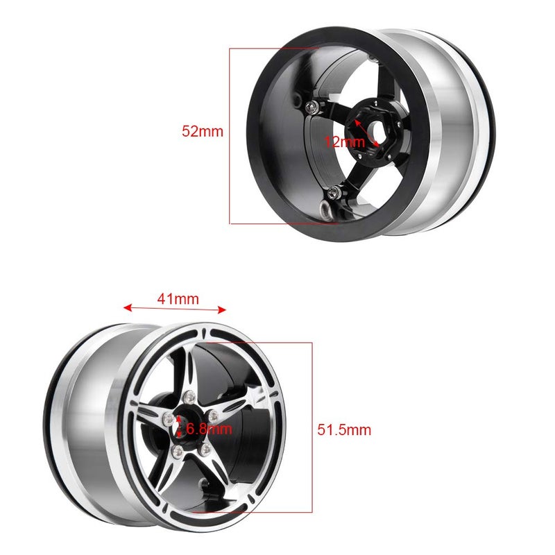 MOHERO 2.2" Beadlock Wheels Rims for 1/10 Scale RC Crawler Car Axial Wraith TRX-4 D90 Pack of 4 (Silver+Black) - Image 3
